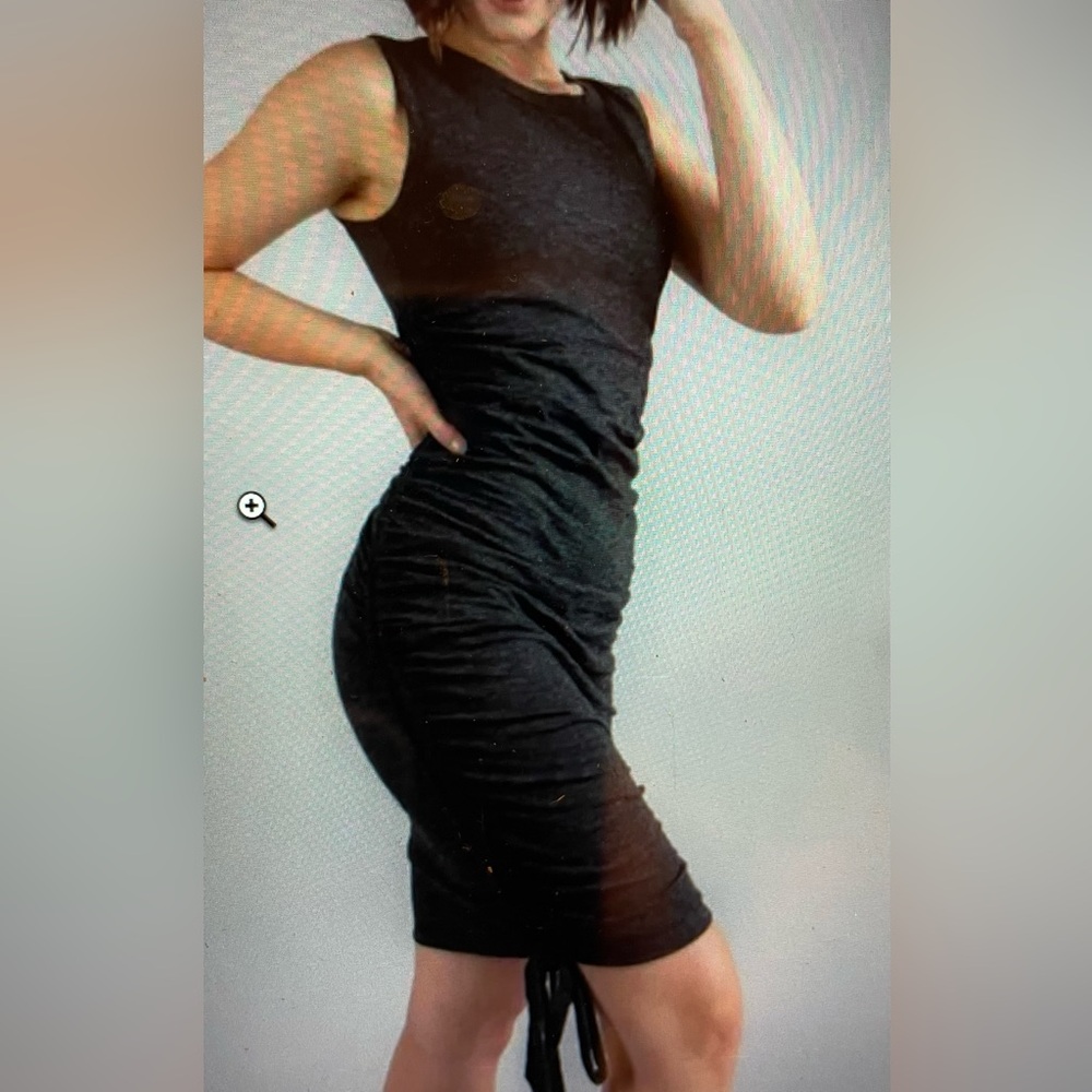 SAVVI Amstel Luxe Dress - Black  with Adjustable Side Ties, Size L